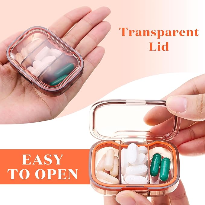 Domensi 16 Pack 3 Compartment Small Pill Case Bulk Travel Pill Organizer Portable Moisture Proof Box Container for Pocket Purse Daily Medicine Vitamin Holder Dispenser