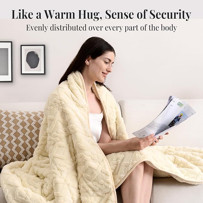 Topblan Weighted Blanket for Adults, 60" x 80" 15lbs, Soft Sherpa Queen Size Heavy Blanket with 3D Jacquard Flannel Fleece Weighted Blankets for Couch and Bed
