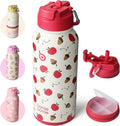 BOTTLE BOTTLE 32oz Insulated Water Bottle Stainless Steel Sport Water Bottle with Straw Dual-use Lid Design for Gym with Pill Box