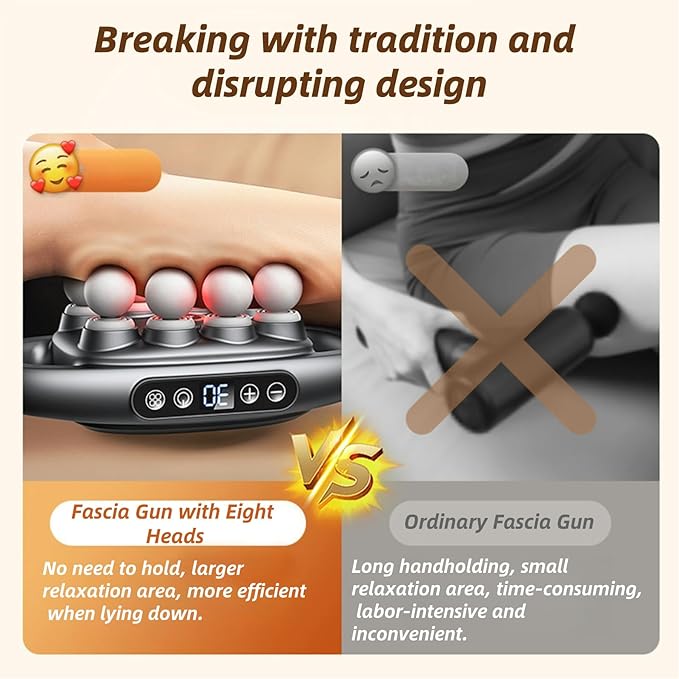 16-Drive 8-Head Massage Gun Set,Massage Gun with 16 Attachments & Red Light Therapy - Quiet 8-Speed Muscle Massager for Back,Legs,Full Body Pain Relief,Recovery and Relaxation (Black-12)