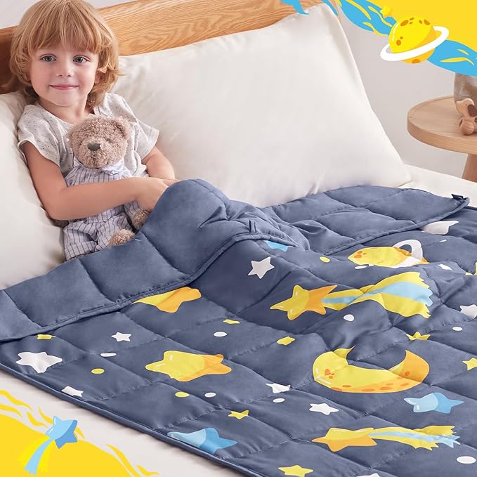 anfie Weighted Blanket Kids(40"x60" 7lbs) Weighted Blanket Cooling Blanket for Sleeping,Throw Size Breathable Blanket with Premium Glass Bead(Grey Moon)