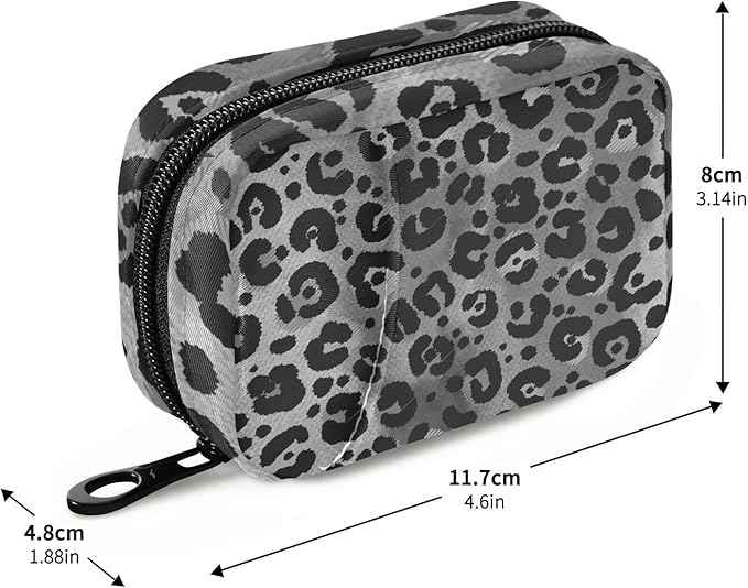 Pill Box Leopard Print 7 Day Pill Case Travel Pill Organizer Bag with Zipper Portable Weekly Vitamin Medicine Supplement Holder Pouch Bag
