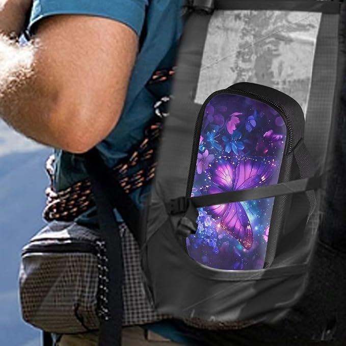 Purple Butterfly Flowers Insulin Pen Cooler Travel Case Insulated Diabetic Medication Organizer Carrying Bag to Store Insulin Cartridges, Needles, Test Strips, Easy to Clean & Use
