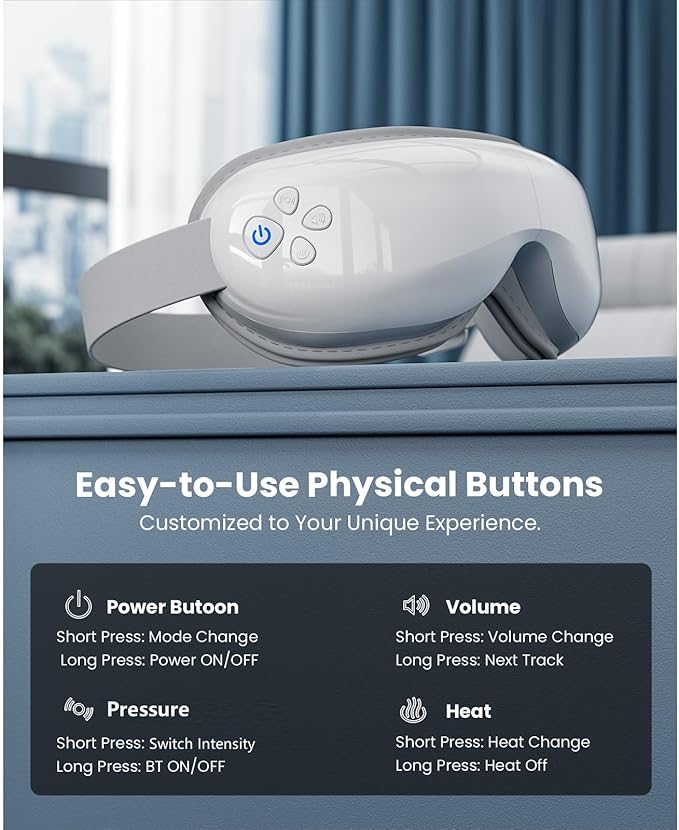BOB AND BRAD Eye Massager with Heat and Cooling, EyeOasis 3 Eye Massager for Migraine FSA Eligible/HSA Eligible, Heated Headache Massager for Dry Eye Relief, Temple Massagers for Stress Relief