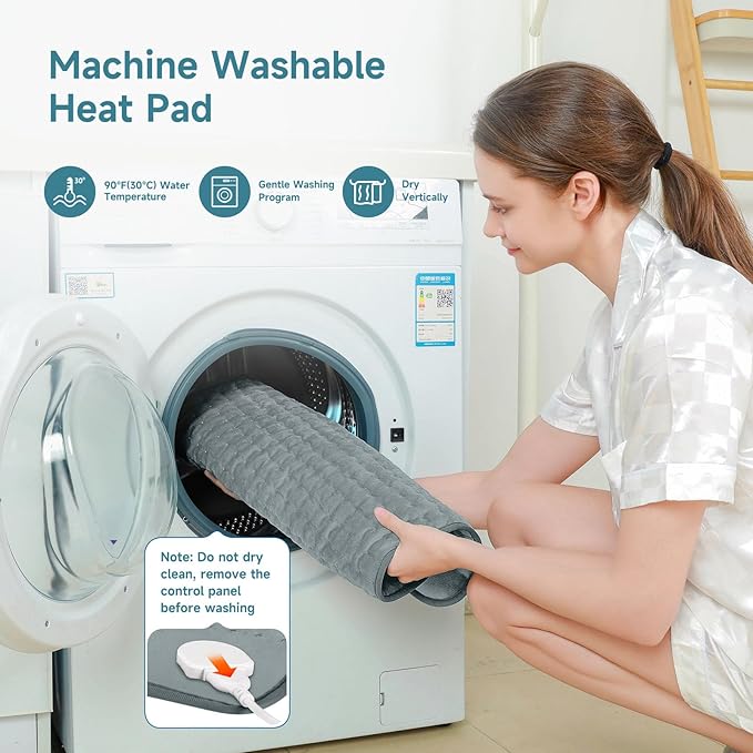 20" x 24" Heating Pad for Back Knee Leg Muscle Pain Cramps Relief, Electric Heating Pad for Women Mom Gifts with Moist Dry Option & 6 Heat Levels & Auto Off (Gray)
