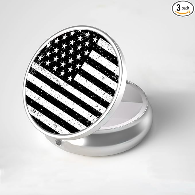 LRITER Pill Case, Portable Travel Pill Box, Pillbox Organizer, Cute Small Medicine Storage Container, Purse Accessories for Women, Men (American Flag)