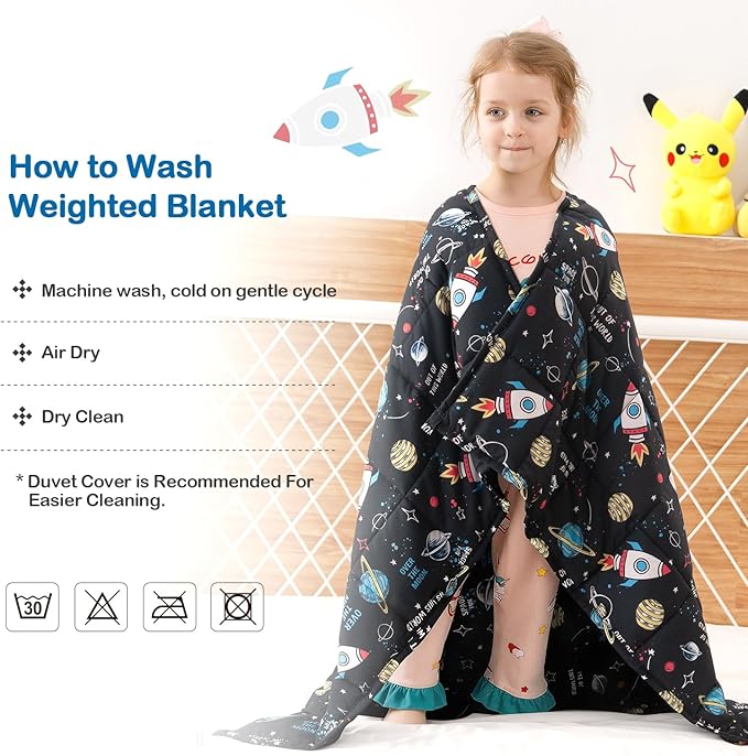 Sivio Weighted Blanket 3lbs, Small Cooling Heavy Blankets, Washable Breathable Weighted Throw Blanket for Sleep, 36"x48"-3lb,Black Universe