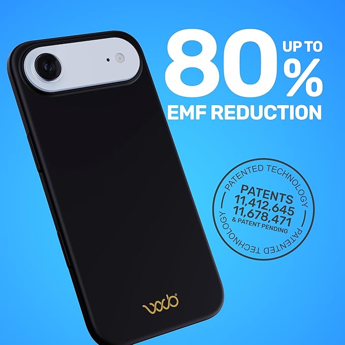 WAVEBLOCK EMF Protection Silicone iPhone Case Compatible with iPhone 17 Air, Radiation Blocker, 5G Shield Reduction, Lightweight, USA Patented and Tested in FCC Lab, Black