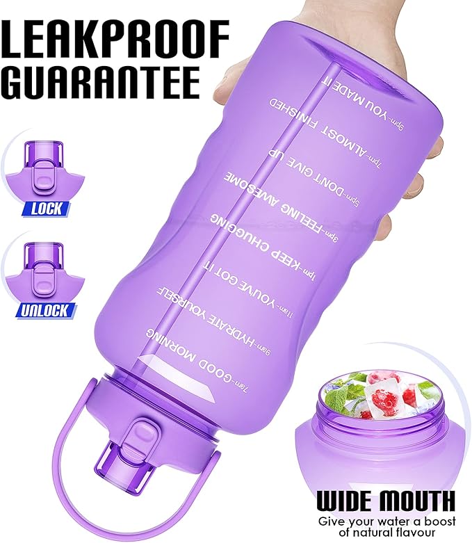 HydroPal 1 Gallon Water Bottles with Straw, 128 oz Water Bottle BPA Free Innovative 2-IN-1 Lid Gym Bottle with Times to Drink Motivational, Large for Sports Fitness Camping Water Jug （13.8X5.5 inch）