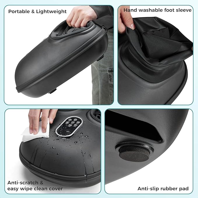 OLIXIS Foot Massager Machine with Heat, Shiatsu Deep Kneading Feet Massager with Air Compression, 6 Modes, Foot Massager for Plantar Fasciitis Pain Relief, Gifts for Women Men
