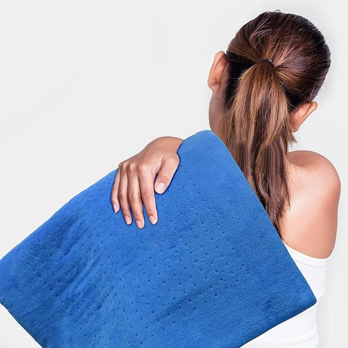 Weighted Heating Pad Fast-Heating Technology for Back/Waist/Abdomen/Shoulder/Neck Pain and Cramps Relief - Moist and Dry Heat Therapy with Auto-Off Hot Heated Pad by GOQOTOMO (19*24", Blue)