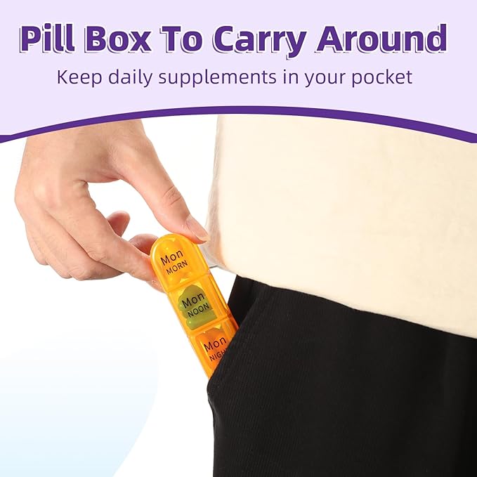 Daviky Weekly Pill Organizer 4 Times a Day, Large 7 Day Pill Box Portable for Travel, Medicine Organizer Box with Removable Individual Pill Containers to Hold Vitamins, Supplements and Medication