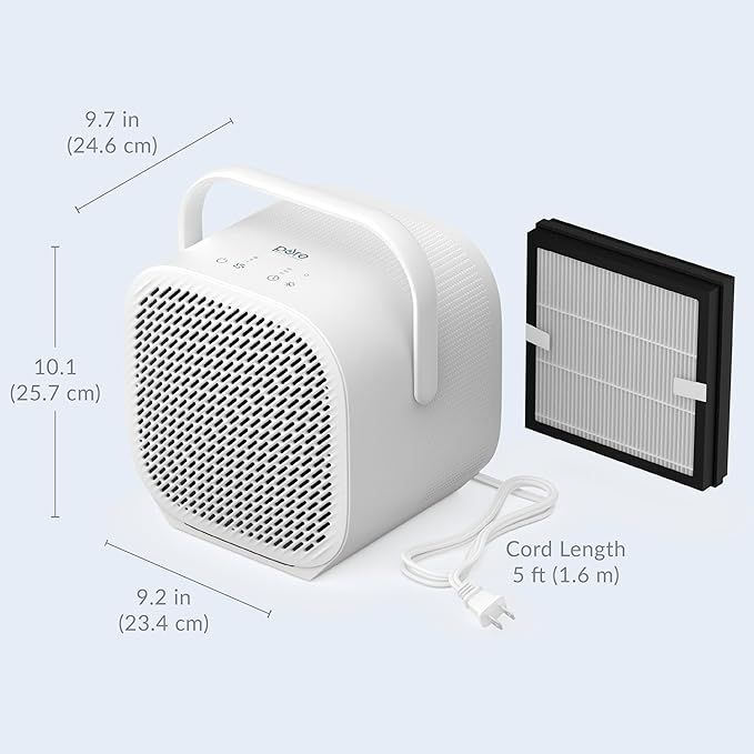 Pure Enrichment PureZone DUO Tabletop Air Purifier – True HEPA, Dual Direction Airflow, 3-Stage Filtration Captures Dust, Smoke, Odors for Large Rooms up to 615 sq. ft. (White)