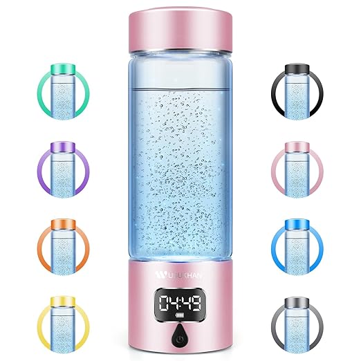 Hydrogen Water Bottle Generator with SPE/PEM–Portable Molecular Hydrogen Rich Water Machine, Rechargeable,5000 ppb,LED Timer for Home, Office, Travel, Sports,Birthday & Christmas Gift