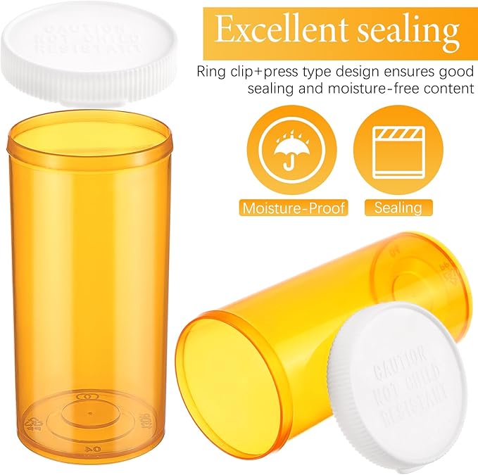 9 PCS Empty Plastic Pill Bottles with Easy Open Snaps Caps Clear Containers Pill Cases Organizers Medication Vials Travel Pill Box Plastic Medicine Containers (13 Dram