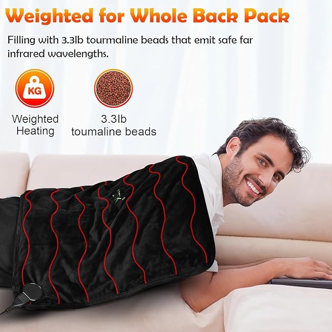UTK Large Far Infrared Heating Pad for Back Pain Relief, Weighted Electric XL Heating Pads with Tourmaline for Neck&Shoulder, Period Cramps, Gifts for Women Mom Elder, Hot to 161℉, Auto Off, 20x24''