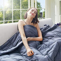 Cooling Weighted Blanket for Adults Twin Size (Dark Grey,48"x72",15lbs), Breathable Heavy Microfiber Blanket with Premium Glass Beads All-Season Soft Thick Blanket