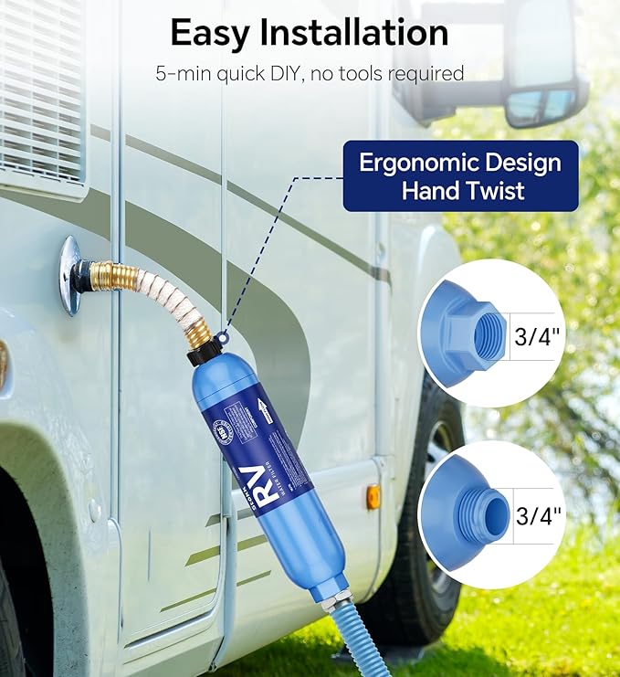Stokk RV Water Filter, NSF Certified, RV Inline Camper Water Filter for Pool, Garden Hose Filter, Greatly Reduces Bad Taste, Chlorine, Odor, Rust and Sediment, 2 Pack