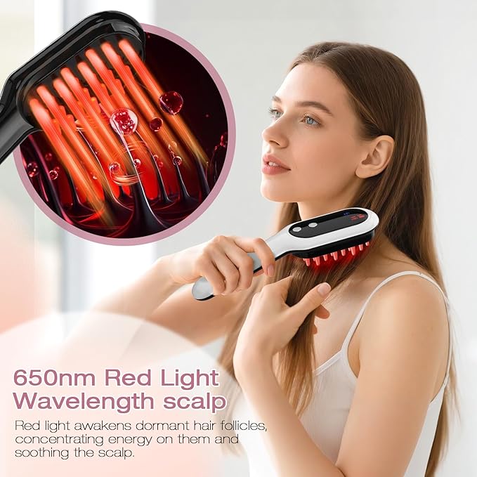 AFFLAT 3-in-1 Hair Care Comb with Red & Blue Light Therapy, Scalp Massager for Men and Women, Soothing Vibration for Relaxation