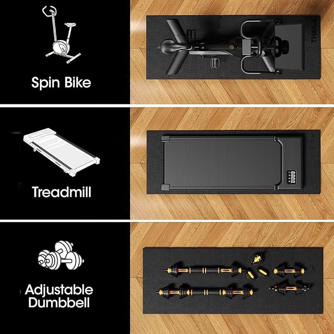 Treadmill Walking Pad Mat for Carpet, for Hardwood Floors, 68"x24", Mat for Under Treadmill/Walking pad/Bike on Carpet, 1/5" Thick Exercise Equipment Mat, No Slip, Noise Shock Absorption