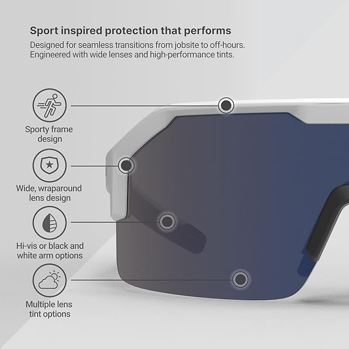 HexArmor Shockwave Safety Work Glasses | ANSI Z87+, 100% UV Protection, Anti-Fog or Scratch Resistant, Polarized