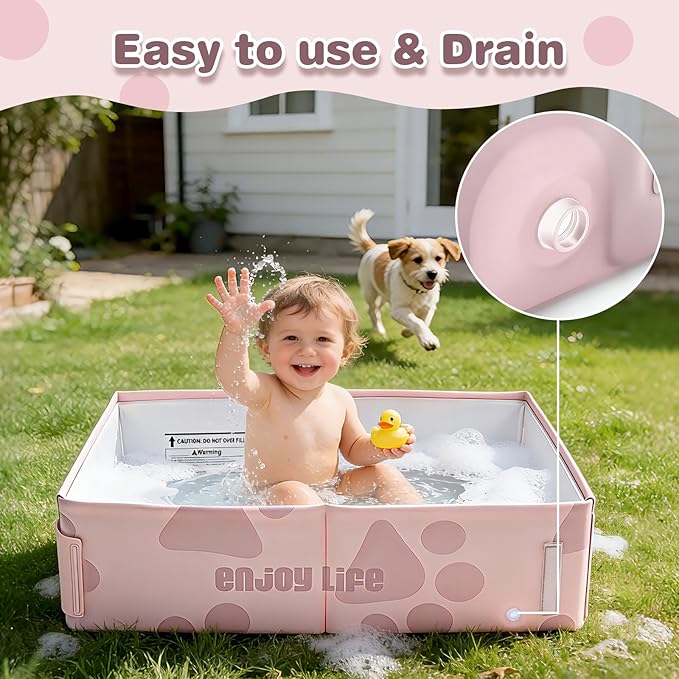 Baby Bathtub, Portable & Collapsible Bath Tub for Infant and Toddler, Foldable Toddler Tub for Small Bathroom, Newborn Baby Bath Essentials for Travel & Beach, Bañera para Bebé, Pink