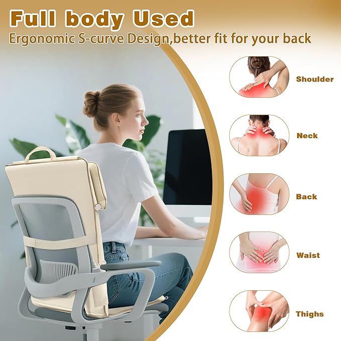Joyset Shiatsu Neck and Back Massager for Chair,Rolling Up and Down Back Massager with Heat,4D Kneading for Pain Relief Deep Tissue,Portable Spot Massage Chair Pad Gifts for Dad,Mom,Friend