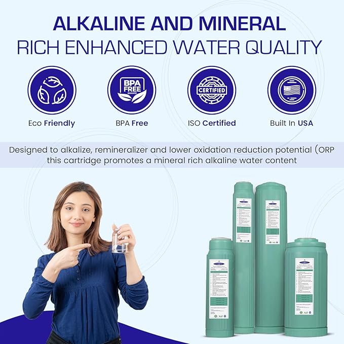 Crystal Quest Alkalizer, Ionizer, Mineralizer & Oxidation Cartridge – Boosts pH & Alkalinity, Reduces Acidity & ORP, Enhances Taste with Essential Minerals, Long-Lasting Performance, Easy Installation