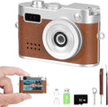 Mini Keychain Camera, FHD 1080p Mini Digital Camera with 32GB SD Card, Flash, 6 Creative Filters, 0.96" HD Display, 100 Mins Battery Life for Travel Recording Birthday Gifts (Vintage, Brown)