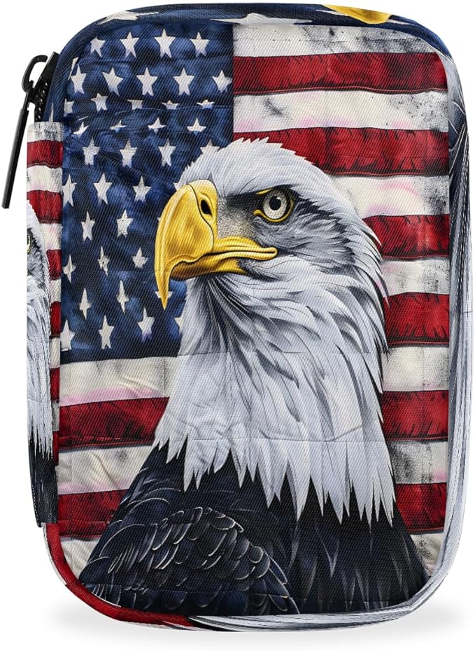American Flag Animal Eagle Travel Pill Organizer Box Weekly Portable Pill Case Daily Pills 7 Day Small Birth Control Pills Container Removable Compartments for Medicine Vitamins Fish Oil