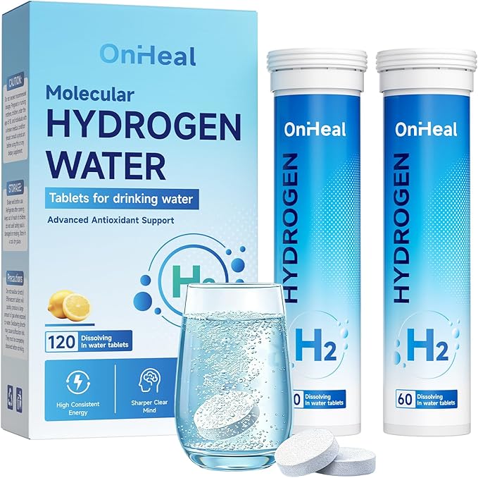 Hydrogen Water Tablets 16 PPM, Molecular Hydrogen H2 with Magnesium, Dissolvable Hydrogen Tablets for Water, Cellular Energy and Brain Support, Healthy Aging Support, 60 Count
