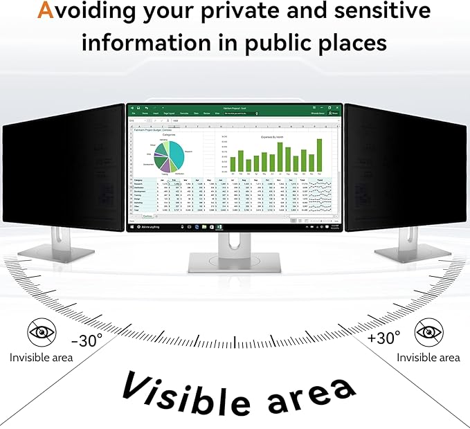 Mamol 24 Inch Computer Privacy Screen Filter for 16:9 Aspect Ratio Widescreen Monitor - Removable Computer Screen Privacy Shield and Anti Glare Blue Light Filter, Anti-Scratch Screen Protective Film