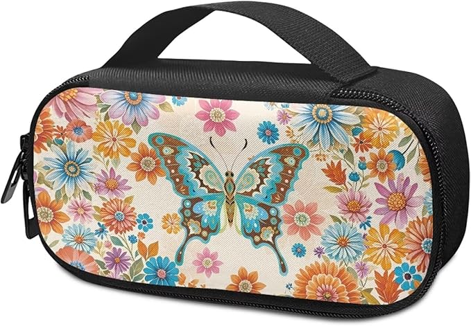 Butterfly Boho Flowers Insulin Cooler Travel Case Diabetic Insulated Organizer Lightweight Cooling Travel Bag for Insulin Pen and Medication Diabetic Supplies
