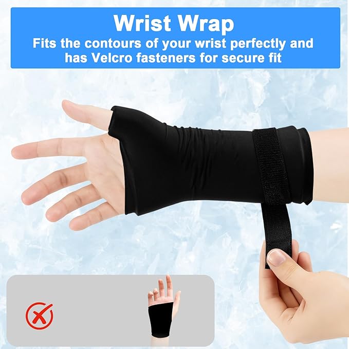 Wrist Ice Pack Wrap for Hand, Compression Hand Ice Pack for Thumb & Arm with Extended Coverage, Ice Wrist Wrap relieves Carpal Tunnel, Arthritis, Reusable Hot & Cold Therapy Gloves (1 Pcs)