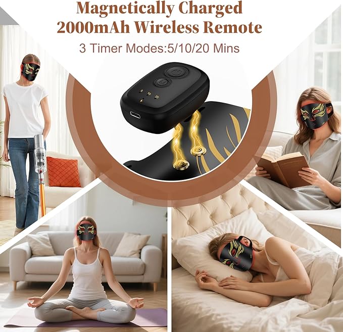 Wireless Red Light Therapy for Face, Red Light Therapy Mask with 850nm Infrared Light, Rechargeable 2000mAh Red Light Mask with 336 LED Chips, 4 Modes, Timer for Home Skincare (Black)