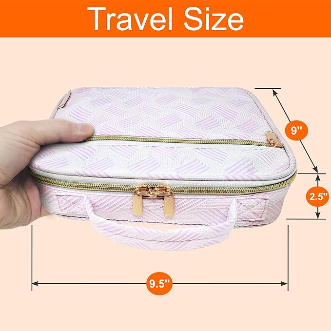 Medium Travel Pill Bottle Organizer, Slim Medicine Bag, Carrier for Medications and Medical Supplies - Jacquard Pink