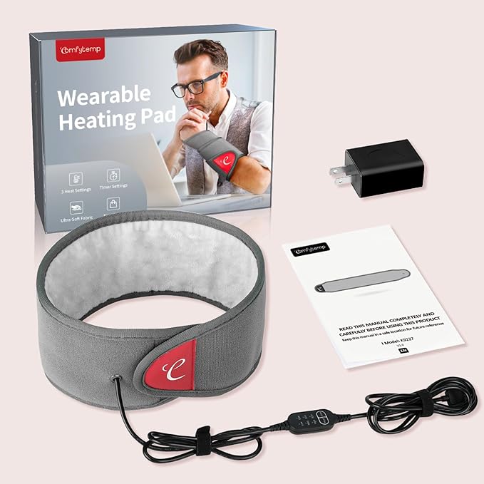Comfytemp Hand Heating Pad for Carpal Tunnel, Arthritis, Tendonitis, Muscle Strain & Joint Stiffness Relief Heated Wrist Wrap for Mom Dad, Wearable Adjustable Heat Pad for Pain Relief