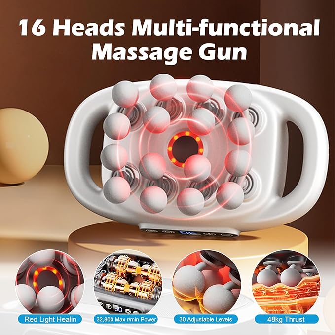PakaLife 16-Drive 8-Head Massage Gun Set,Gift for Husband,Professional Massage Gun Deep Tissue with Cupping Kit for Massage Therapy, Back Massager for Pain Relief Deep Tissue (Black)