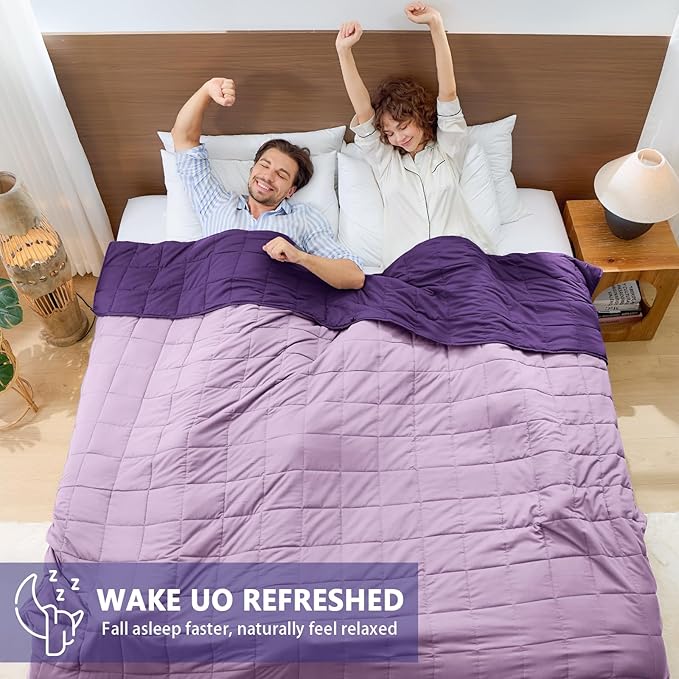 King Size Weighted Blanket for Adults (20 lbs, 80” x 87”, Purple) Cooling Heavy Blanket for Sleeping Perfect for 190-210 lbs, Breathable Blanket for Adults & Couple All Season, Machine Washable