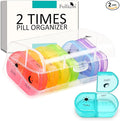 Fullicon Large Pill Organizer 2 Times a Day, Easy to Use AM PM 7 Day Pill Box, Secure Weekly Daily Pill Case, Durable Pill Container Travel, Portable Travel Medication Holder (Clear Rainbow)