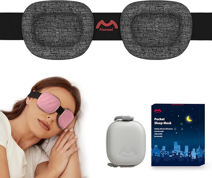 Sleep Eye Mask for Men Women, 3D Zero Intraocular Pressure Design,100% Light Blocking Sleeping,Suitable for Sleeping Mask, Exquisite Travel Storage Box（Pink）