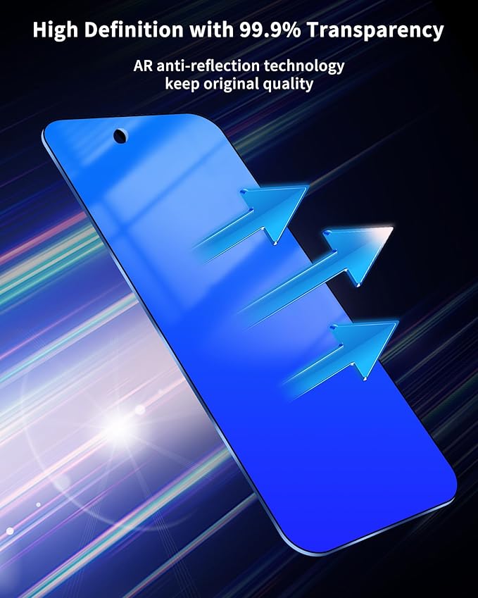 Privacy Screen Protector for iPhone 13 Pro / for iPhone 13 / for iPhone 14, Tempered Glass Film with Easy Installation Frame 2 Pack True 25° Anti Spy Anti-Blue Light Eye Protection 9H Hardness (6.1 inch Blue)