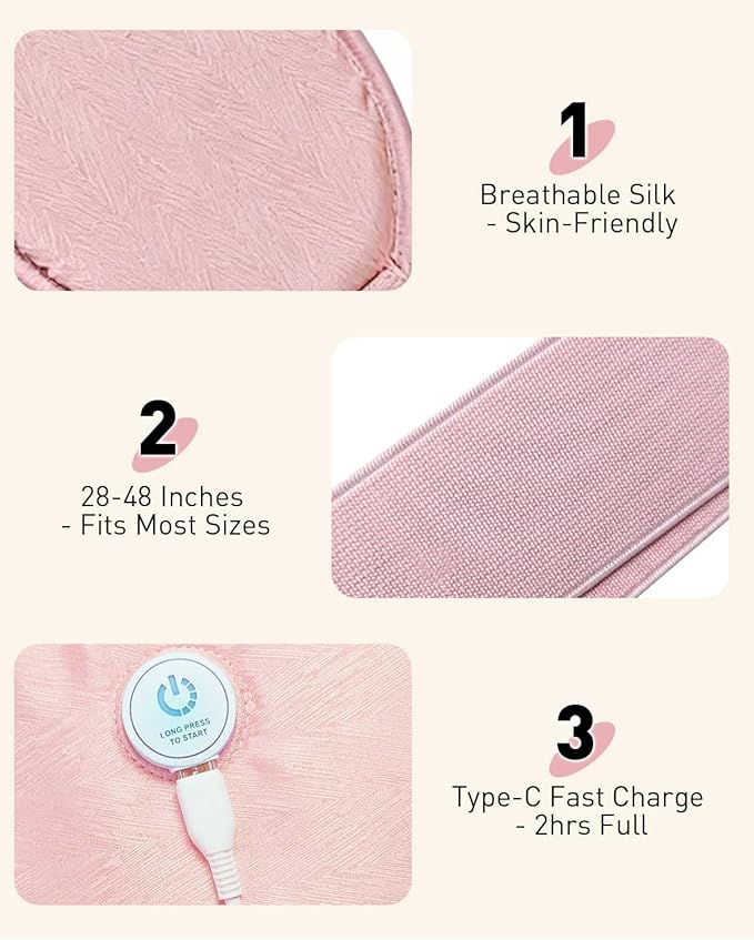 5000mAh Graphene Cordless Portable Heating Pad,Detachable Washable Cover, 4 Heat Settings, Menstrual Period Heating Pad, Electric Heating Belt, Gifts for Women Girl, Pink