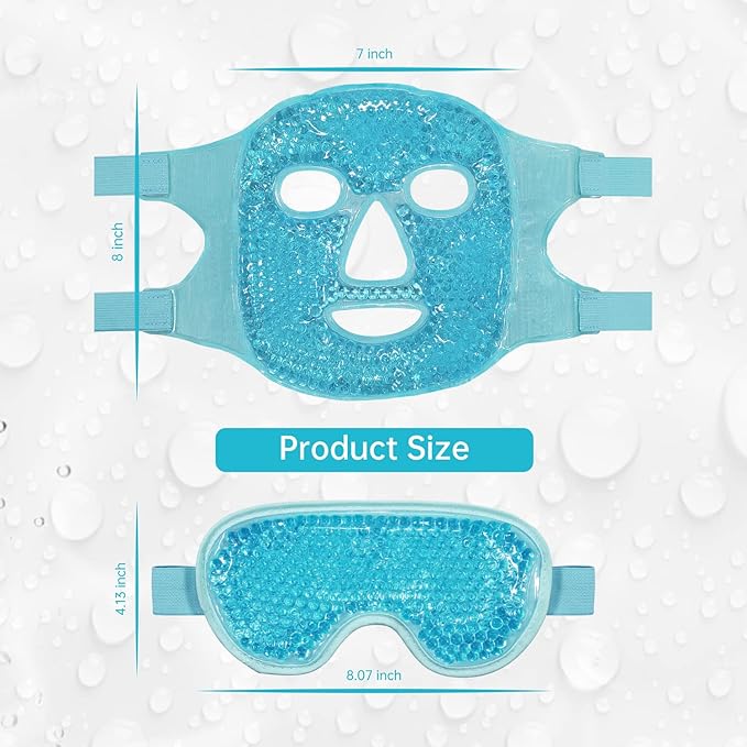 ZNÖCUETÖD Cooling Ice Face Eye Mask for Reducing Puffiness, Bags Under Eyes,Sinus,Redness,Pain Relief,Dark Circles, Migraine,Hot/Cold Pack with Soft Plush Backing Gift for Women