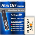 ReliOn Premier Blood Glucose Test Strips, 50 Count, + me Gusta Sticker