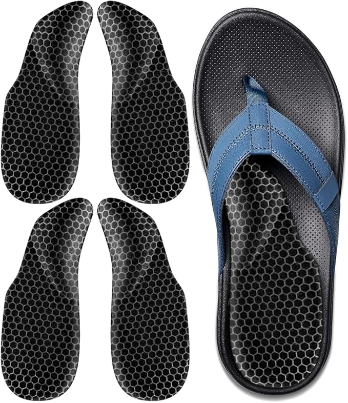Dr.Foot Arch Support Shoe Inserts for Plantar Fasciitis Relief, Self-Adhesive Arch Pads Heel Cushion for Flats, Heel Pain, Gel Arch Insoles for Men and Women 2 Pairs (Black, Large)