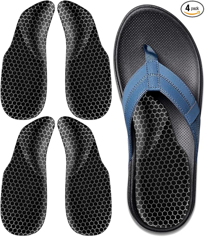 Dr.Foot Arch Support Shoe Inserts for Plantar Fasciitis Relief, Self-Adhesive Arch Pads Heel Cushion for Flats, Heel Pain, Gel Arch Insoles for Men and Women 2 Pairs (Black, Small)