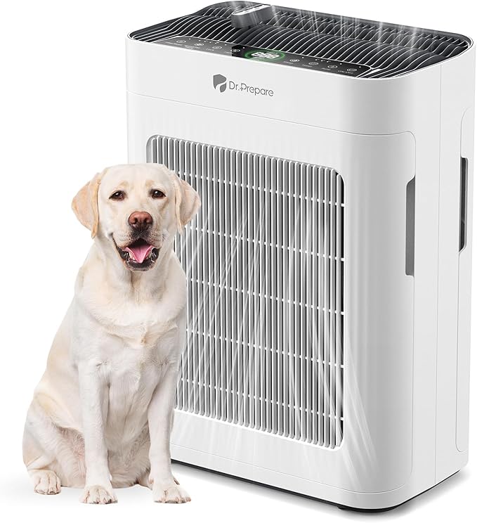 Dr.Prepare Air Purifier for Home Large Room Up to 3,000 ft², with Dual-Sided Washable Pre-Filter, Pet Mode, PM 2.5 Display, Filters Up to 99.97% of Particles, Pollen, Smoke, for Bedroom, Office