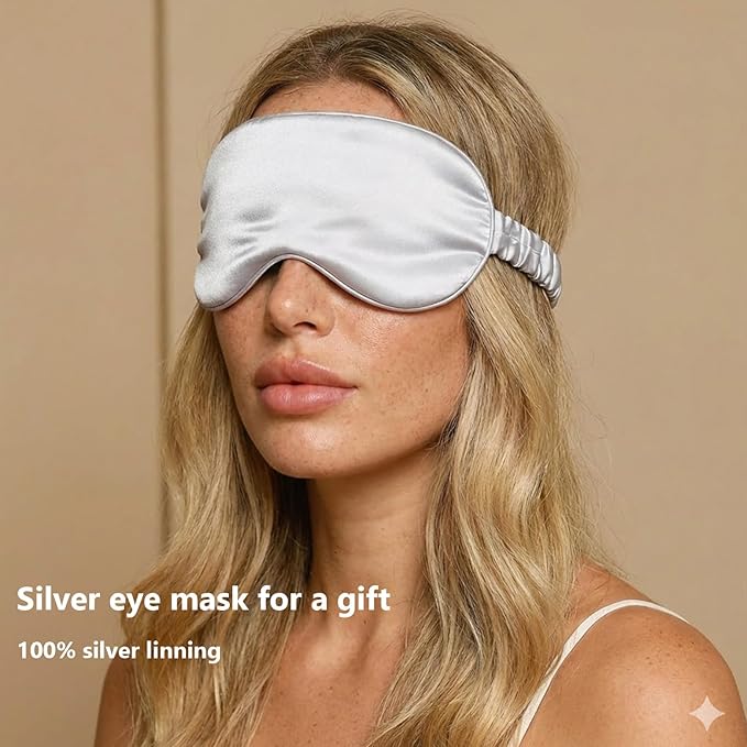 Premium Grounding Fitted Sheets - 25% Silver Infuse Fiber + Cotton - Ultra Conductive Bed Sheets with Grounding Cord - Includes Silver Eye Mask & Grounding Mouse Pad - Day & Night Wellness Kit