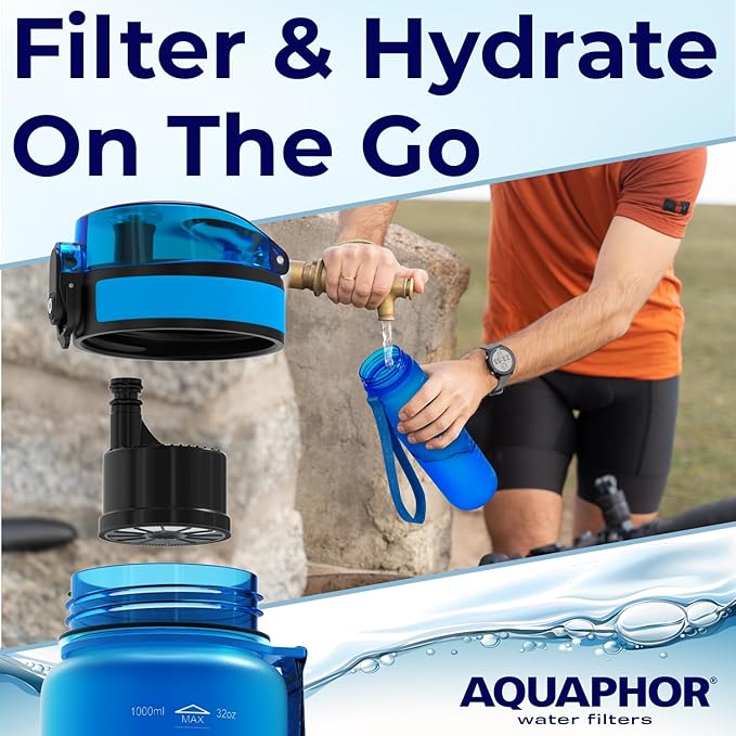 Replacement Filter for Filtered Water Bottle, 40-Gallon Filter, Replaces 300 Plastic Water Bottles. Includes 2 Filters, 150L. Nakii by Aquaphor